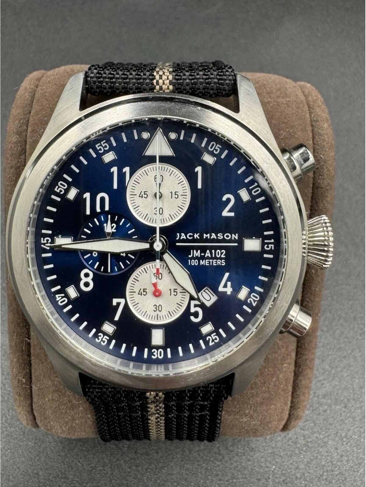 Jack Mason Aviator Chronograph Mens Watch - Jm-A102-107 100 Meters Excellent Con